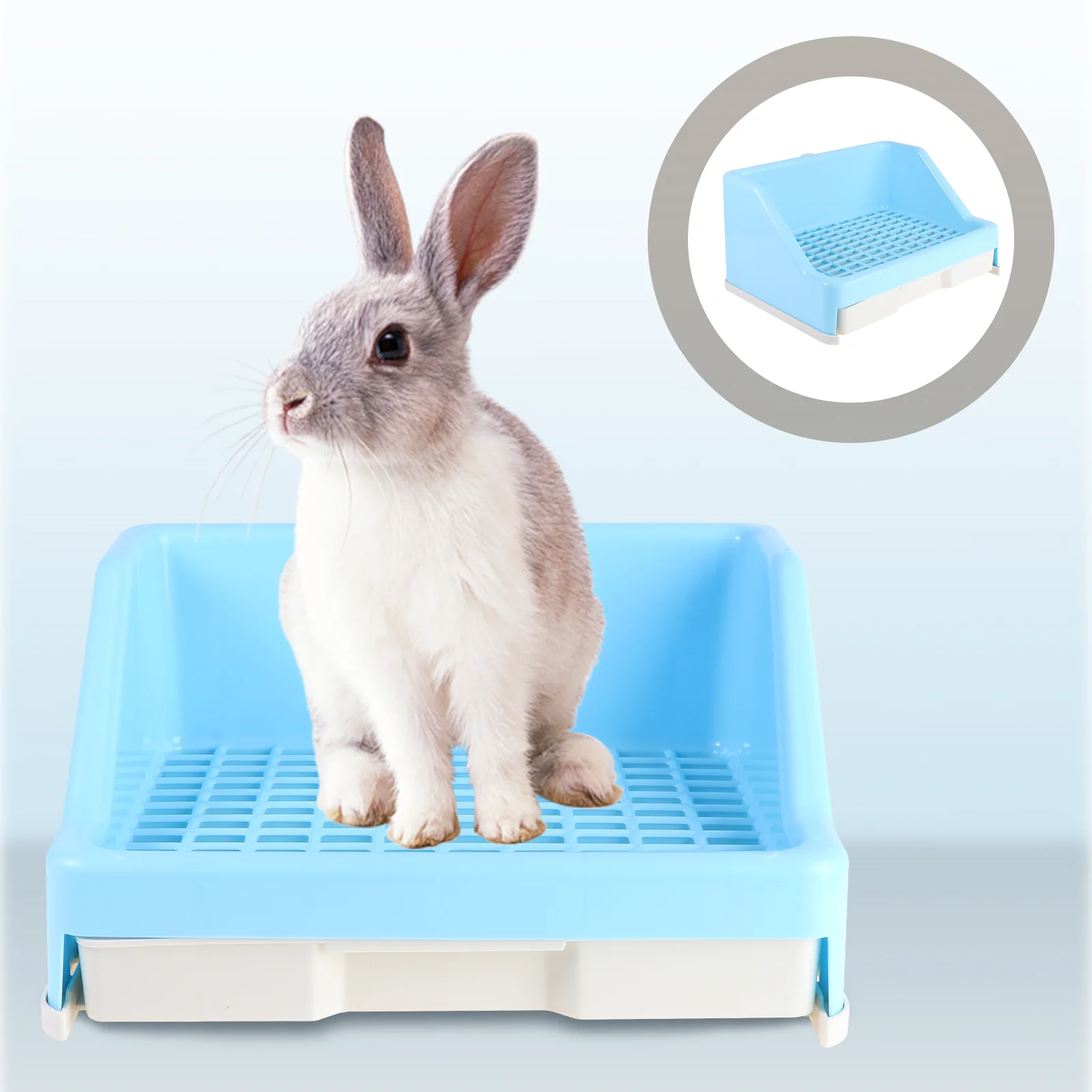 

Large Rabbit Litter Box Bunny Corner Toilet with Drawer Guinea Training Pan Cage Trainer for Chinchilla Ferret