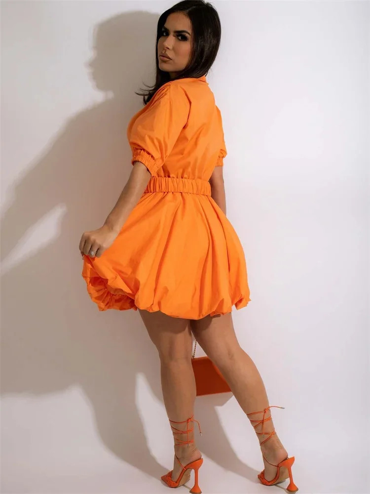 Wmstar Dresses for Women Elegant Casual V Neck Short Sleeve Midi Dress Summer Clothes Wholesale Drop Shipping with Bandage