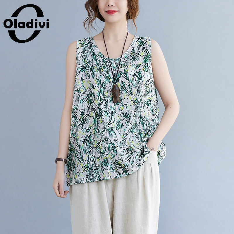 

Oladivi Женский Повседневный Свободный жилет без рукавов, женская летняя модная майка с принтом, топ для отдыха, футболки, туники, блуза 1434