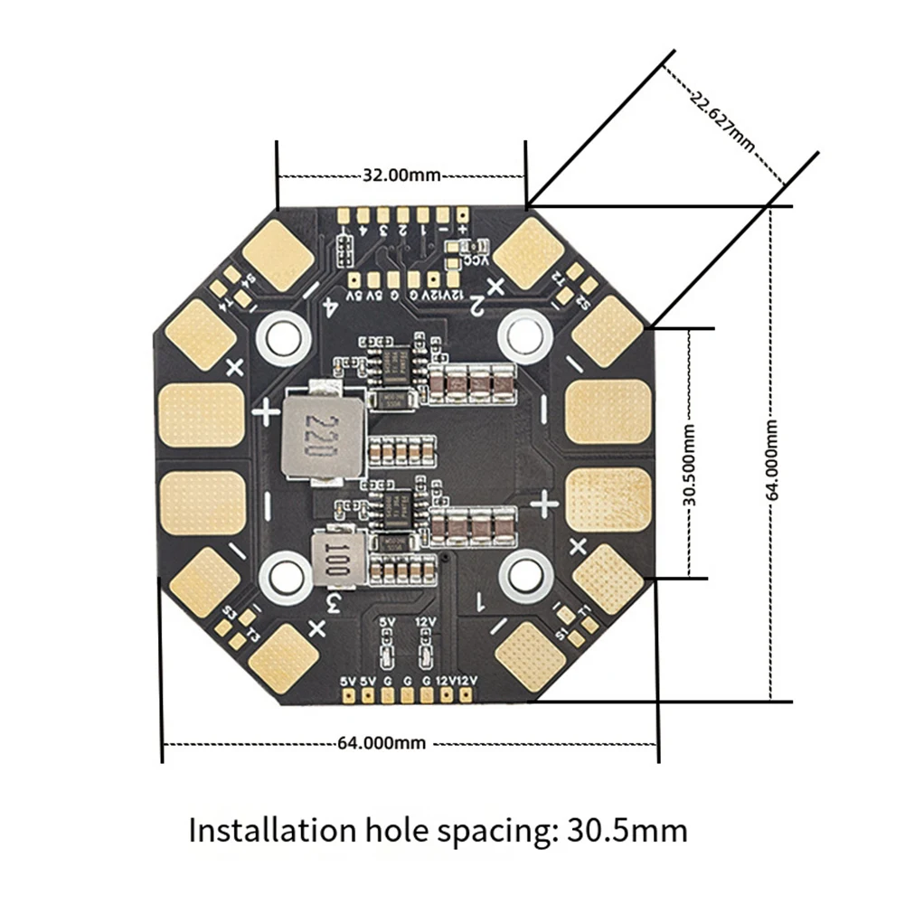 A46M-PDB400A 4- 12S 400A PDB 배전반 400A 전류 센서 4- 12S 30.5Mm FPV 쿼드콥터 고정 날개 모델 항공기용