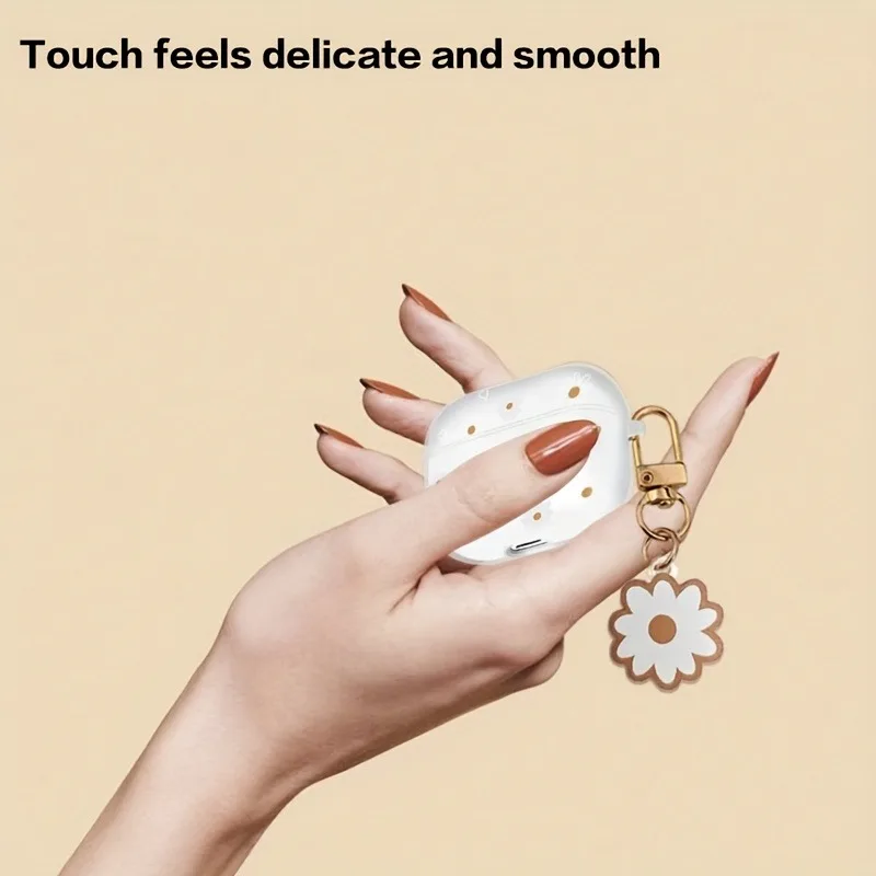 White Daisy Flower Pattern Protective Case for AirPods