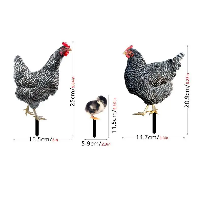 Chicken Garden Stake Decorative Garden Stakes Chicken 3X Weather-Resistant Iron Hen Chicks Spikes For Landscape Easter Kitchen