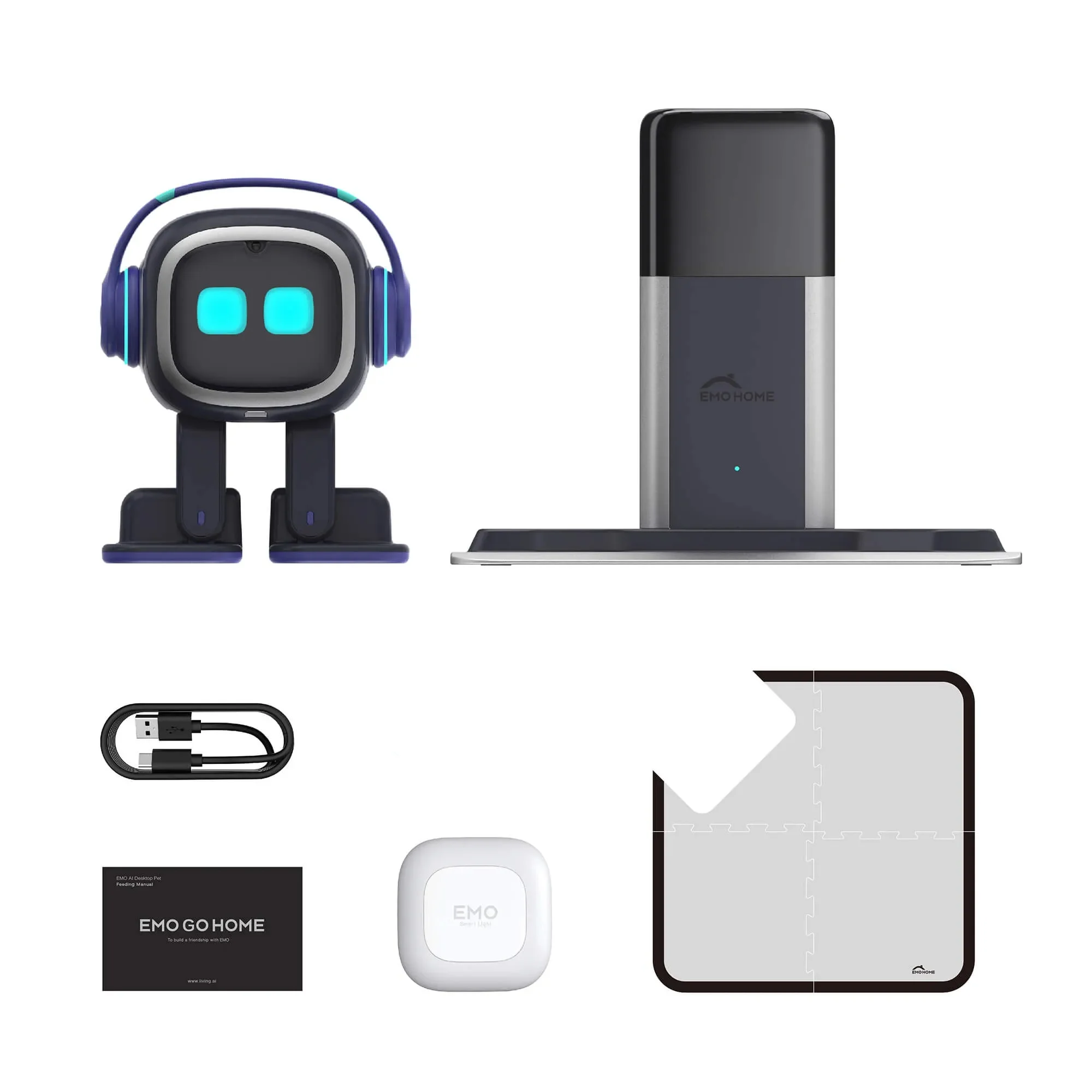 EMO Voice Robot langue Dialogue électronique Interaction intelligente AI bureau Charge sans fil compagnon émotionnel cadeaux de vacances pour animaux de compagnie
