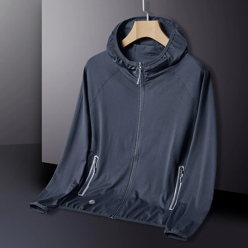Ice silk sun protection suit for men, summer light and thin skin windbreaker for couples, UV resistant quick drying jacket b