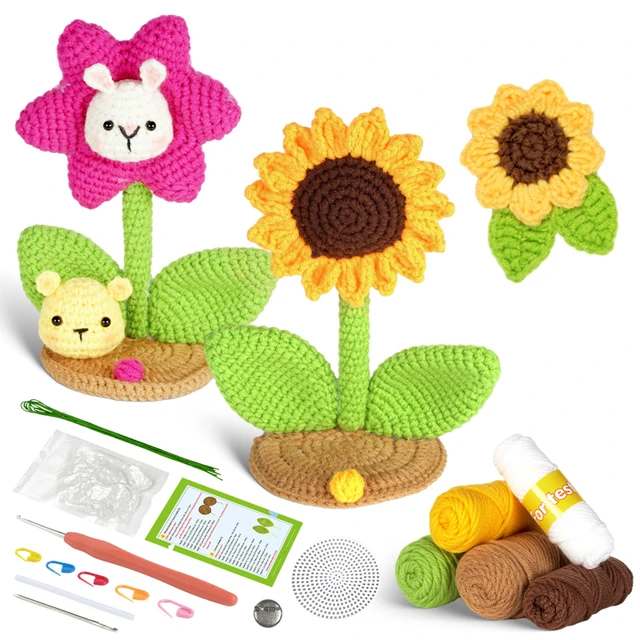 LMDZ Knitting Starter Kit for Beginners Adults Flowers Knitting Kit with  Step-by-Step Instructions Easy Crochet Kit for Beginner - AliExpress