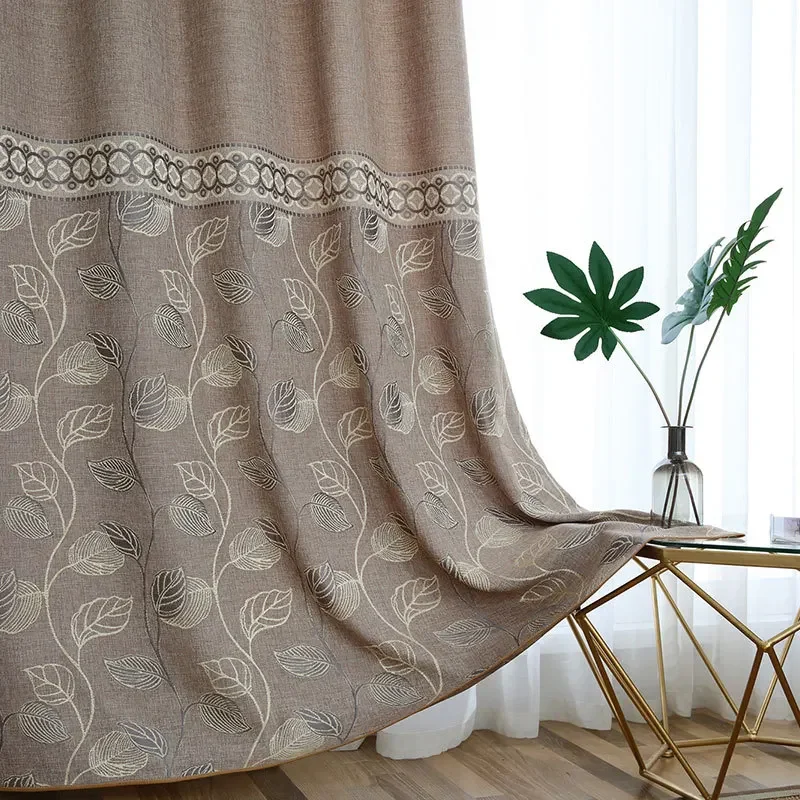 

Chinese Thickened Modern Curtain for Living Room Bedroom High Quality Linen Jacquard Semi-shading Minimalist Balcony Curtains