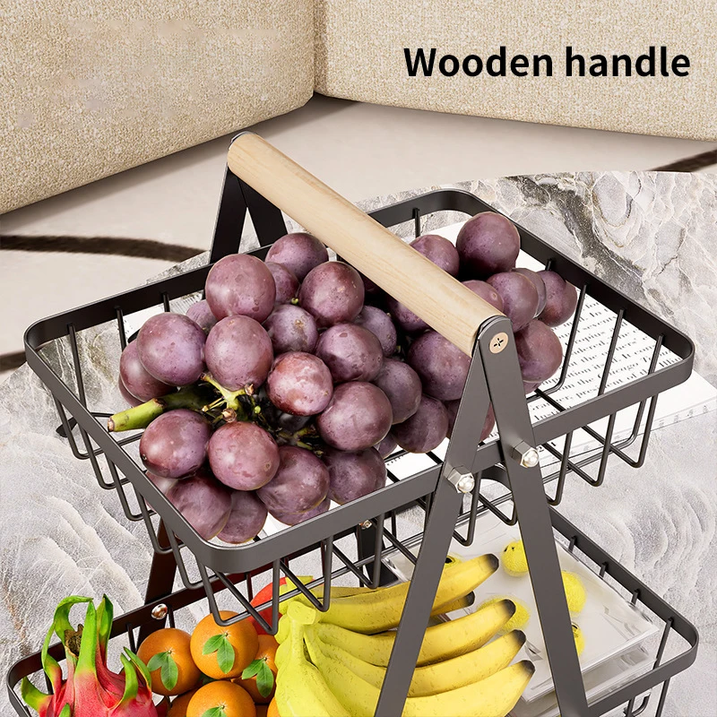 Multifunctional 2-Layers 3-Layers Fruit Basket Kitchen Living Room Dry Fruit Snacks Storage Rack Foldable Storage Save Space