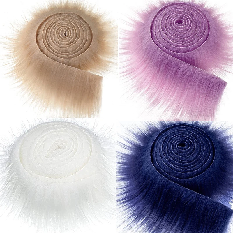 Fur Fabric Faux Raccoon Ribbon Tapes DIY Apparel Sewing Fluffy Trim Home Decoration Costume Collar Hat