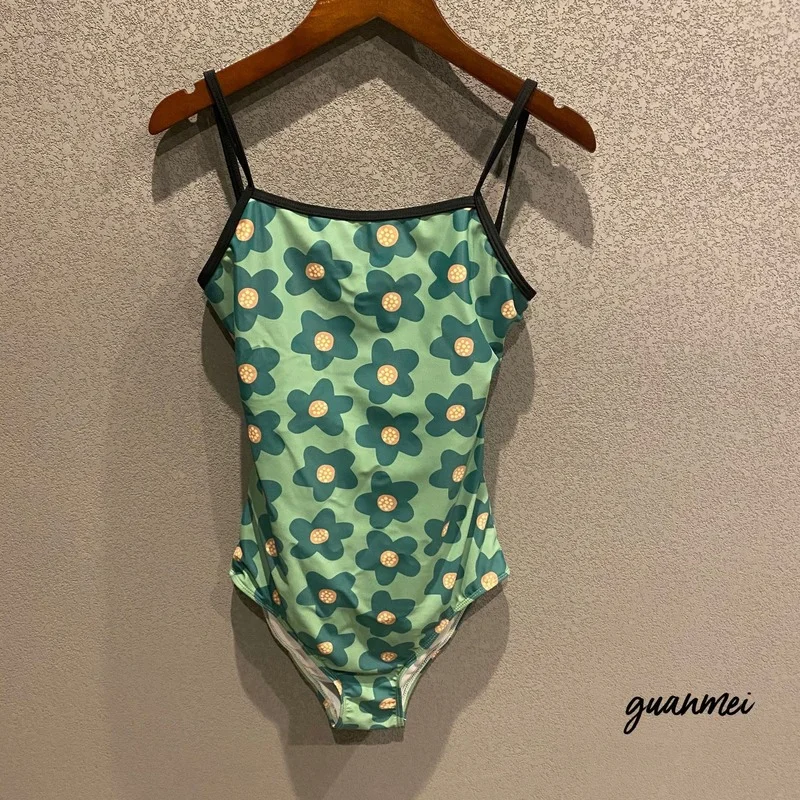 2023 ins wind floral one-piece swimsuit women Japanese and Korean girls retro backless sexy hot spring swimsuit women