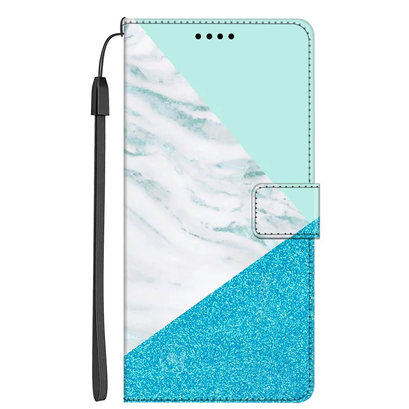 Leather Flip Case For Samsung Galaxy Quantum 2 / S22 Ultra / F52 5G / F62 M62 Marble Wallet Phone Case Stand BOOK Cover Bag kawaii phone case samsung Cases For Samsung