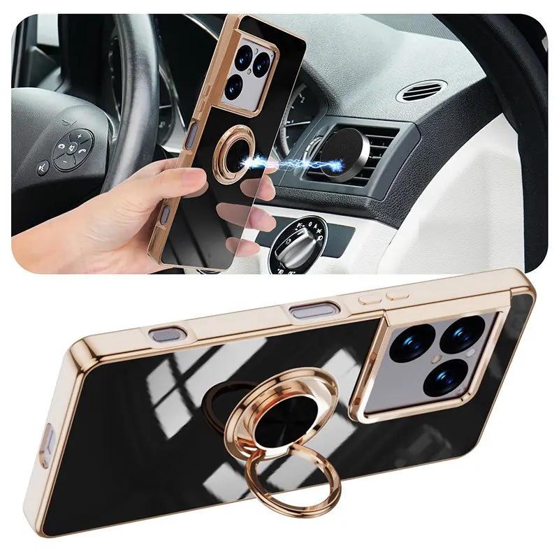 MagSafe Magnetic 360° Ring Electroplated Shockproof Phone Case with Soft Silicone Bumper