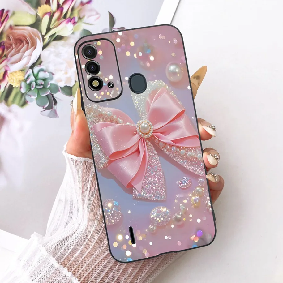 Elegant Flower & Butterfly Soft Black Silicone Phone Case