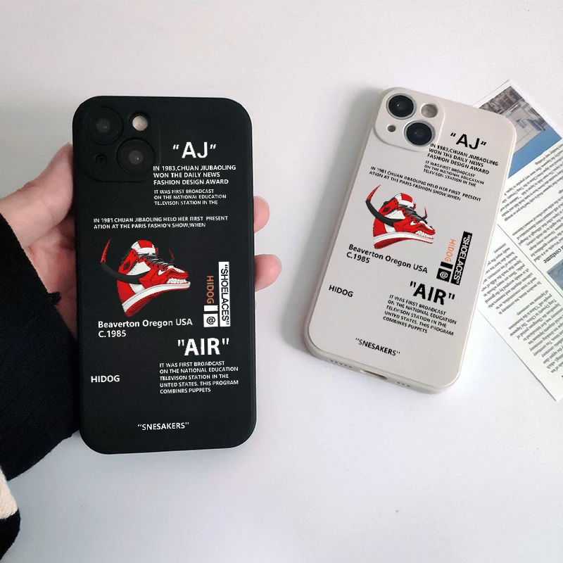 Hot Sneakers Off Air Sports Shoes Custodia Per Telefono Di Marca Per Iphone12 13 14Plus 11 X Xs Max Xr 7 8 Plus Cover Posteriore Con Etichetta A Lette