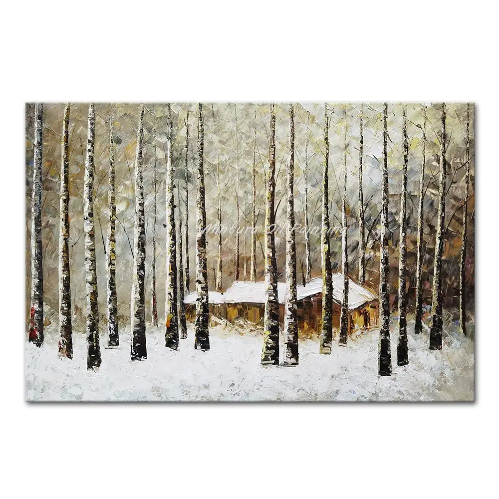 

Mintura,Handpainted Palette Knife Tree Landscape Oil Painting on Canvas,Modern,Home Decoration Abstract Wall Art,for Living Room