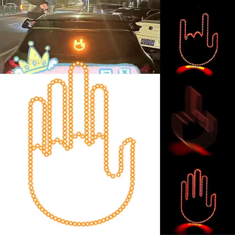 LED Car Lights LED Car Decorative Lights Car Interior Lamp LED Interior Lights LED Car Decoration Lamp Car Ambient Lights LED Lights LED Illuminated Gesture Light Car Finger Light With Remote Road Rage Signs Middle Finger Gesture Hand Lamp