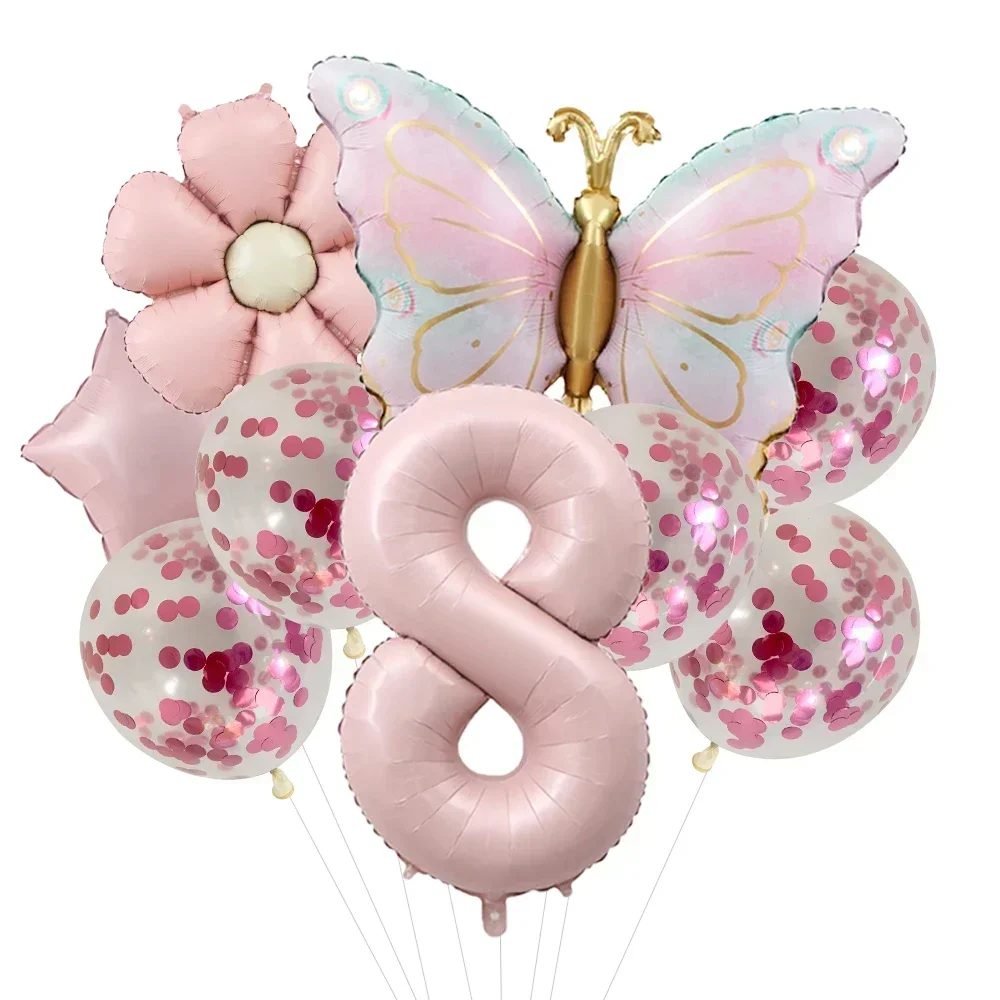 Pink Butterfly Foil Balloons for 5th Birthday Party Décor