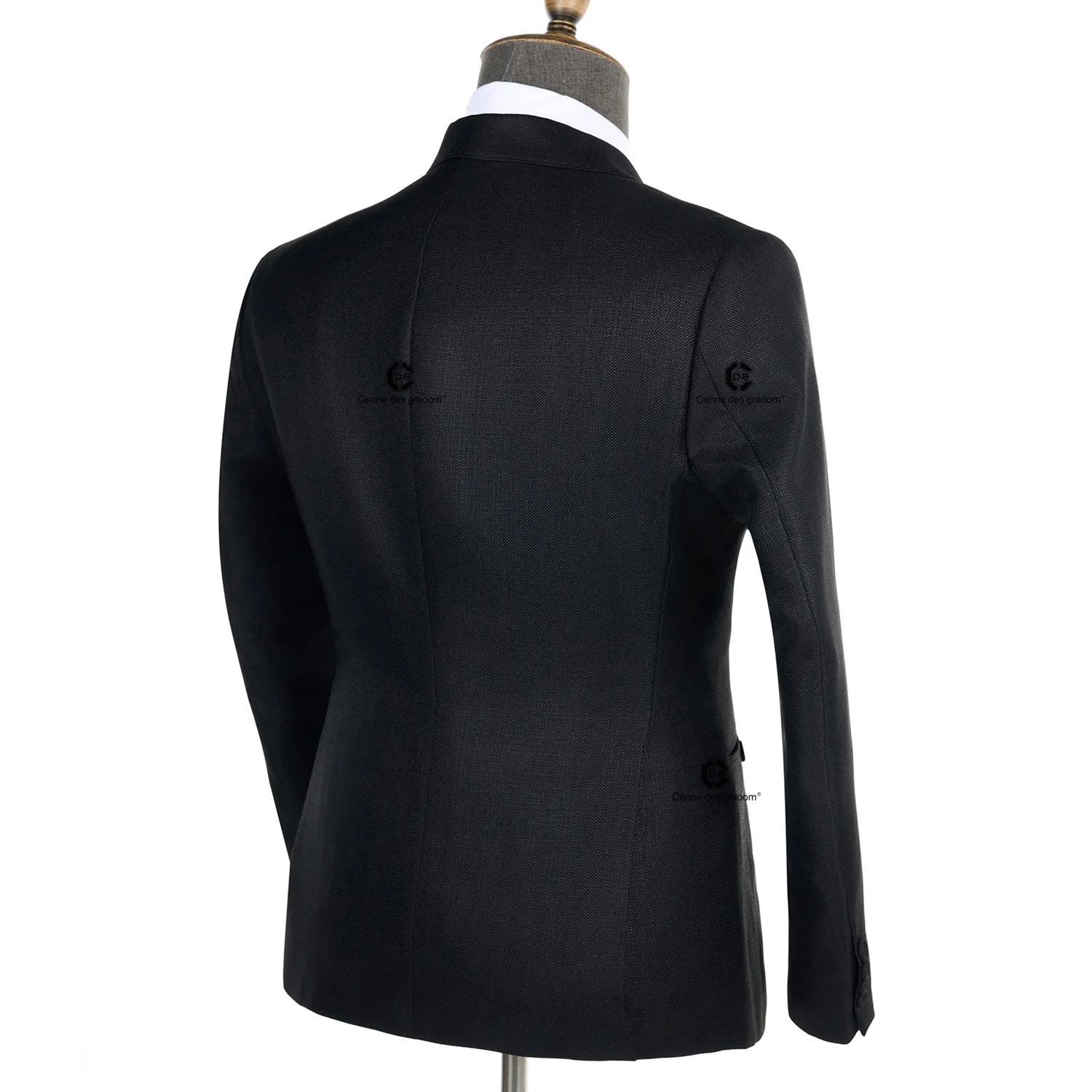 Cenne Des Graoom 2024 New Elegant Man Suits Double Breasted Hand Sewn Buttons 2 Pieces Set High Quality Slim Fit Wedding Party 5