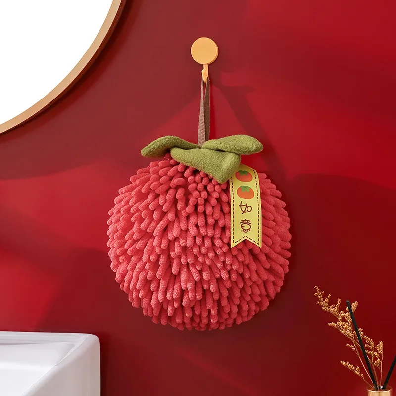 Cute Red Ball-Design Towel with Loop – Quick Dry Soft Absorbent for Kitchen Bathroom