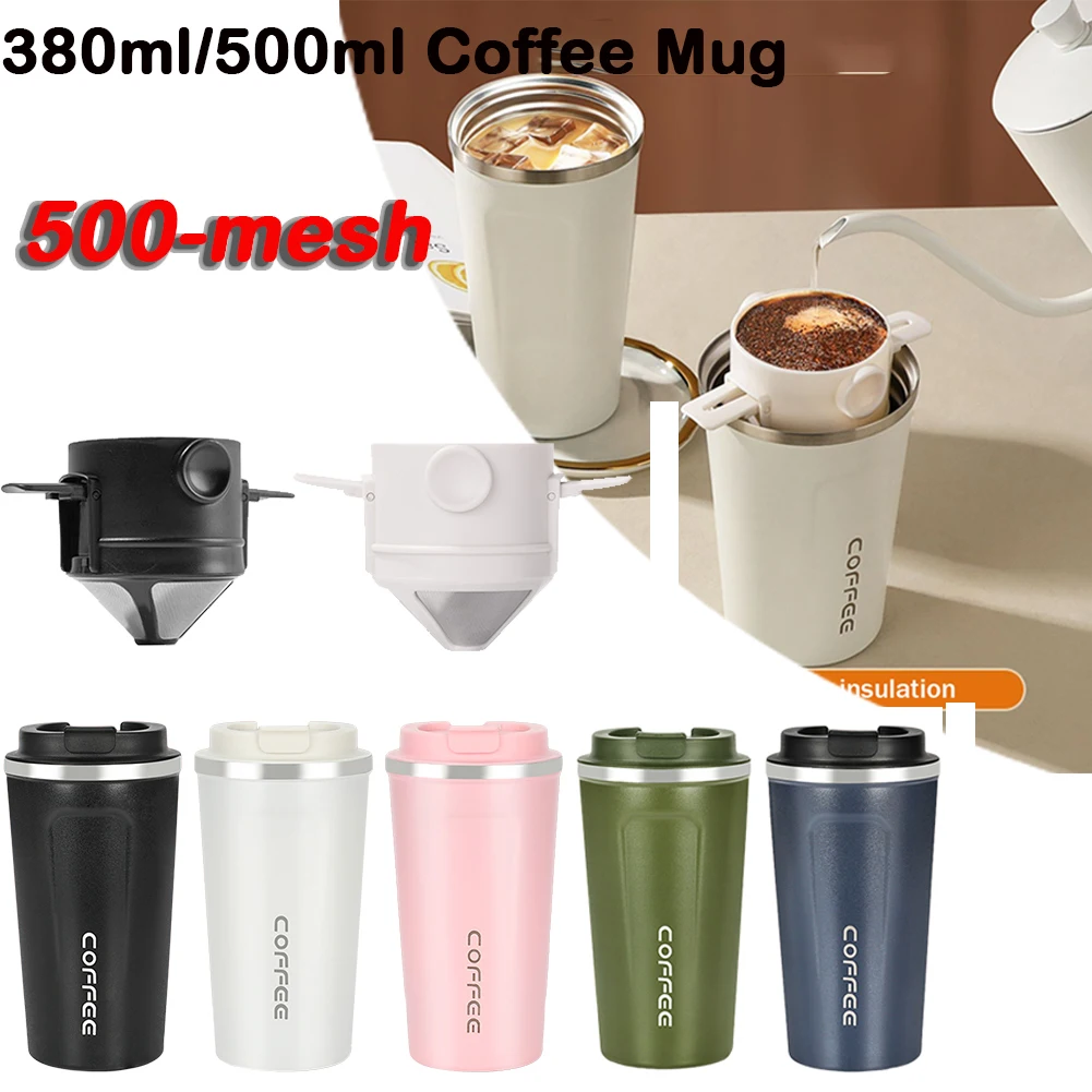 380ml/500ml Automobile Mugs 304 Stainless Steel Hot and Cold Thermal Kettle  Leakproof Travel Cup Environmentally for Home Office