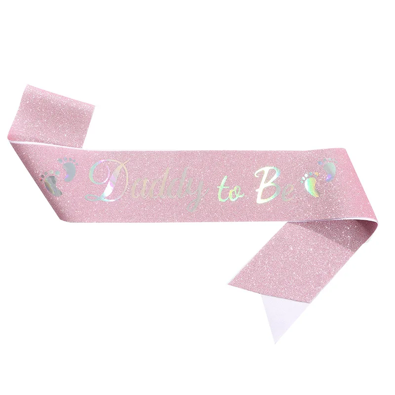 Glitter Satin Sash Set for Expectant Parents - Baby Shower & Gender Reveal Party Decoration