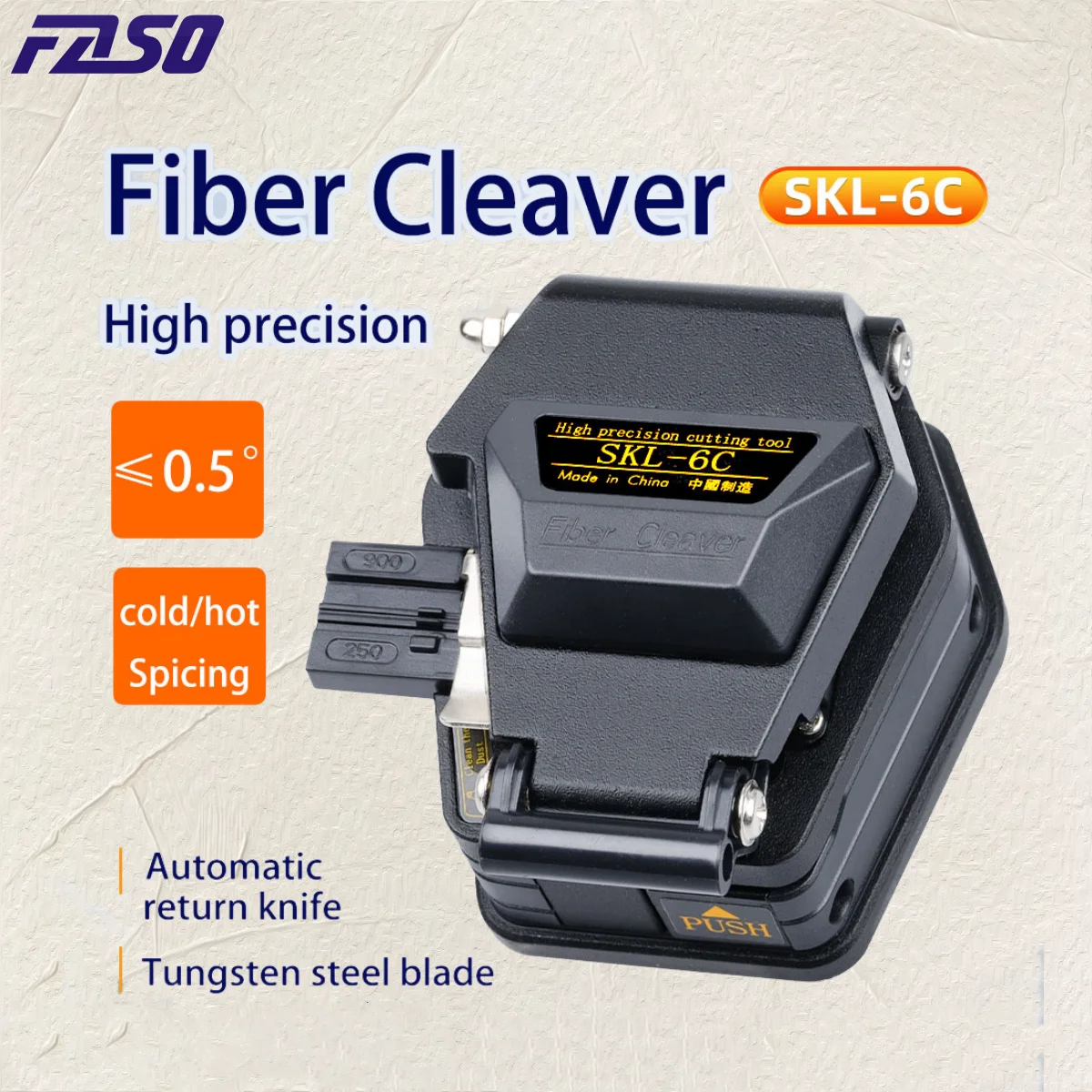 SKL-6C High Precision Fiber Clever 16 Blade Surface Automatic Return Knife Cable Cutter FTTH Fiber Splicing Tools