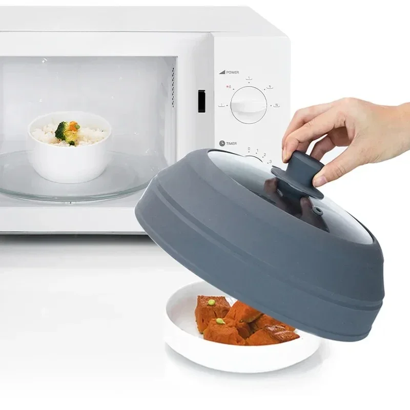Microwave Splatter Cover Glass for Food 10.5inch Foldable Plate Silicone Splash Guard