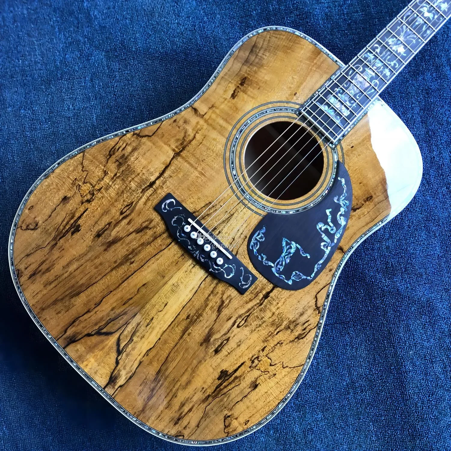 

New 41-Inch Acoustic Guitar. Geotext Side And Back, Ebony Fingerboard Abalone Shell Bound