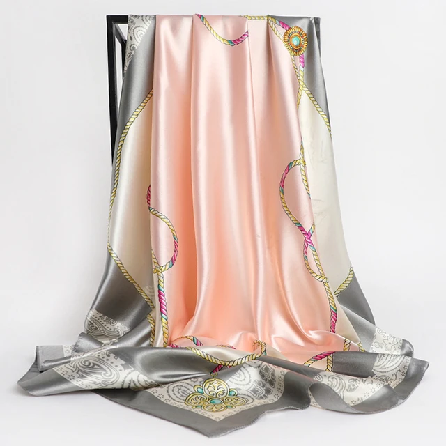 Pañuelo cuadrado de lujo con protección solar para mujer, bufanda de seda con estampado de estilo étnico, a prueba de polvo, 90x90cm, para otoño, 2022