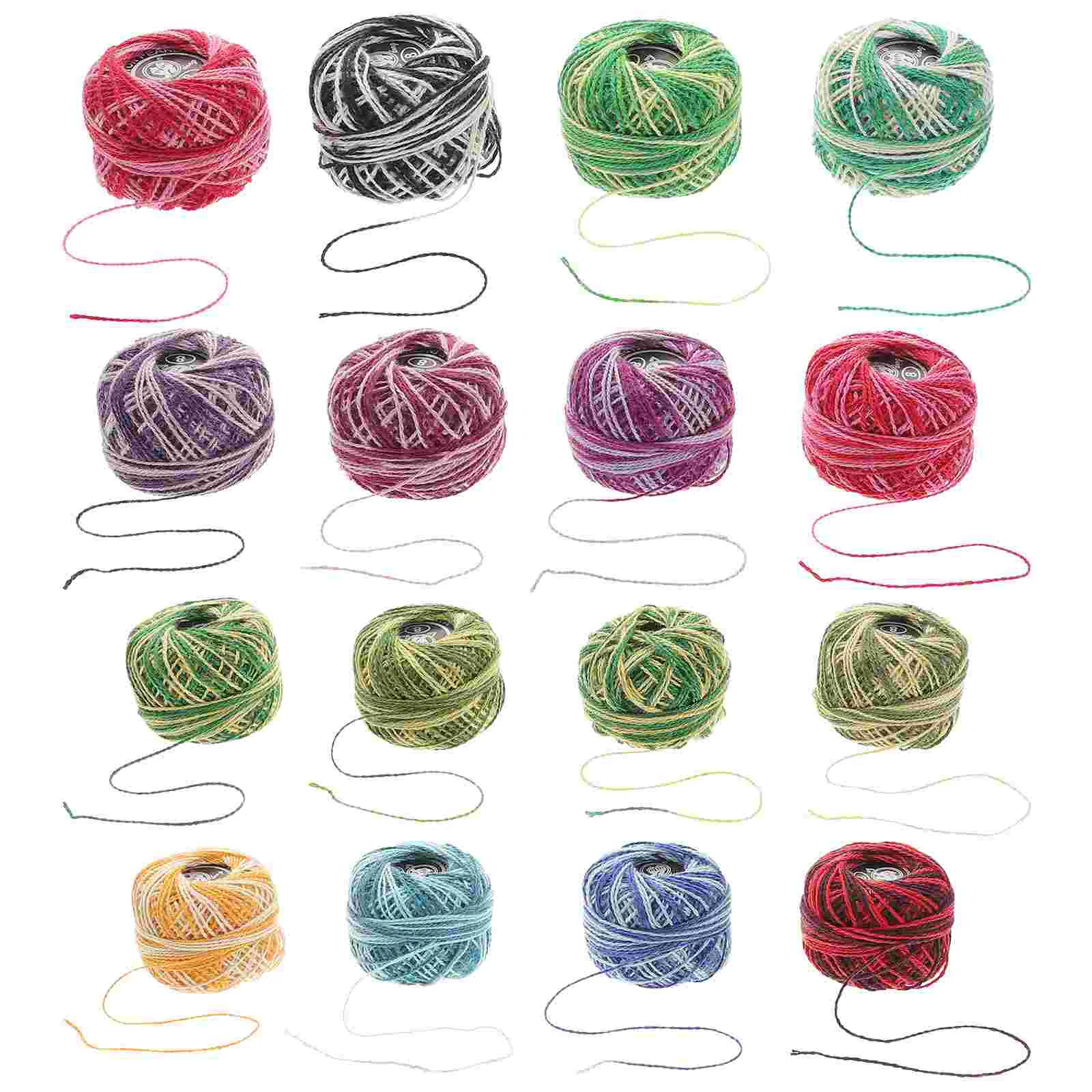 TureClos 16 Colors Crochet Cotton Yarn Balls Cross Stitch Needlepoint Hand  Embroidery Knitting Threads 