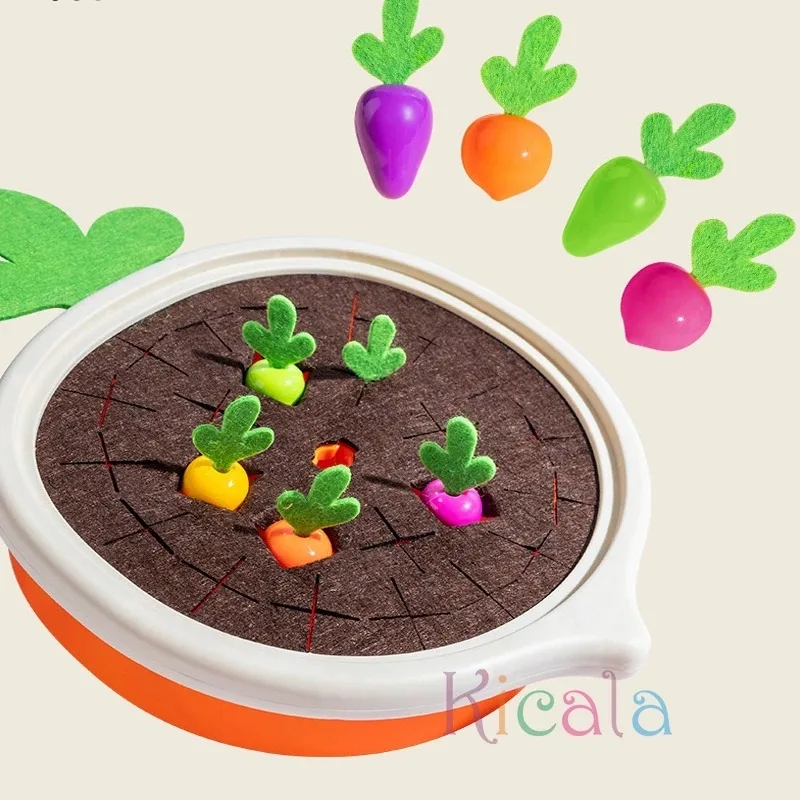 Baby Montessori Toys For Toddler Toys Educational Colorful Shape Toy Pull Carrot Set Counting Discouvery Toys For Kids Learning 3