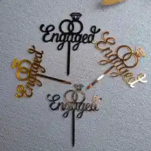 

Engaged Acrylic Cake Topper Romantic Proposal Diamond Ring Bride To Be Wedding Party Cake Decoration Wedding Baking Party Favors