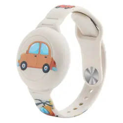 Kids Waterproof Silicone Airtag Holder Wristband Bracelet (Beige--)