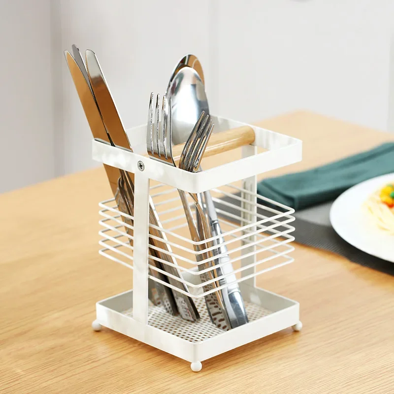 

Metal Cutlery Holder,Drying Rack Basket with 3 Divided Compartments,Carbon Steel,Rustproof Kitchen Item Organizer
