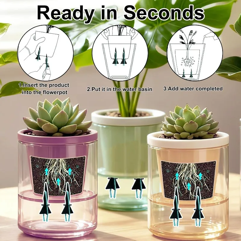 Plant Watering Spikes Set with Cotton Wicks – Self-Watering System
