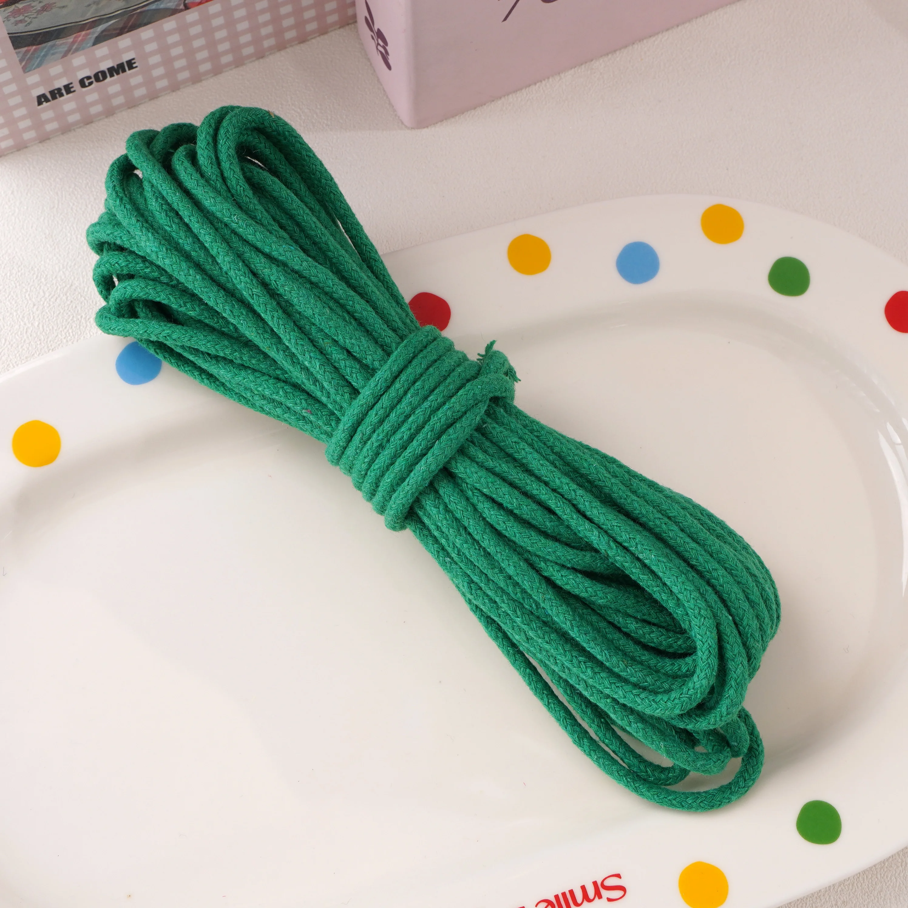 10-Meter Pack of 4mm Multi-Color Braided Cotton Rope for Crafts and Home Decor
