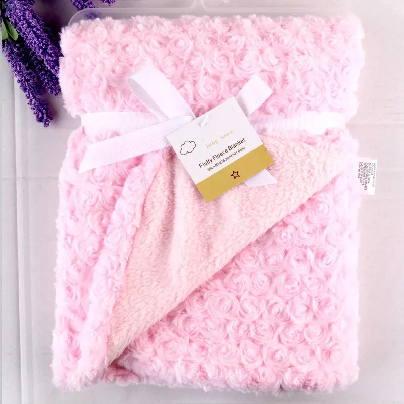 Baby Blanket Newborn Soft Rose Fleece Fluffy Baby Swaddle Wrap Thick Warm Newborn Baby Boys Girls Bedding Blanket Kids Blankets 5