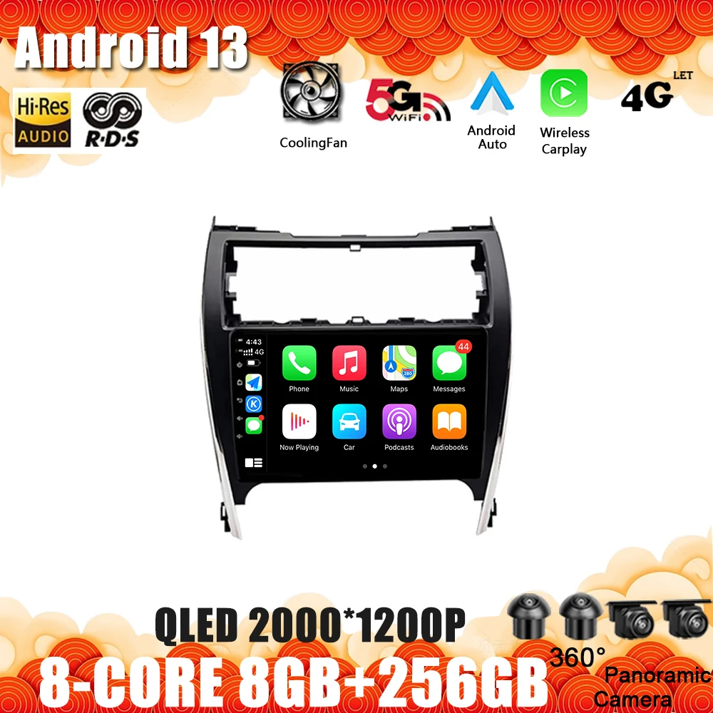 

Car Radio For Toyota Camry 7 XV 50 55 2012 2013 2014 - 2017 Android 13 Multimedia Video Player WIFI Navigation GPS DVD NO 2Din