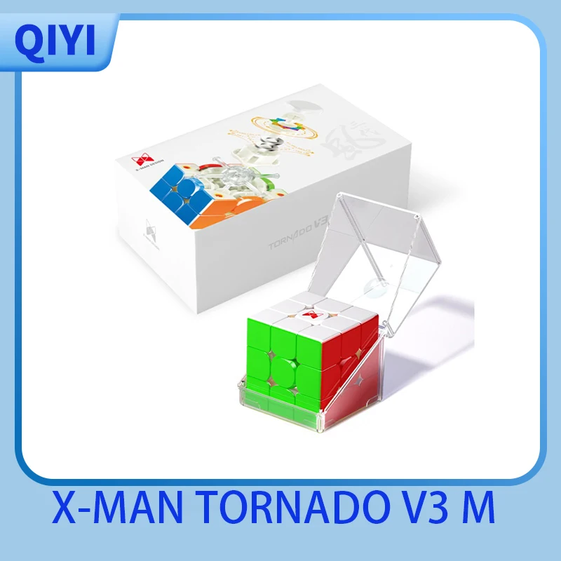 QiYi X-Man 토네이도 V2M 3x3 마그네틱 매직 스피드 큐브, 스티커, 토네이도 v2 m, 스트레스 방지, 퍼즐 완구, 어린이 선물