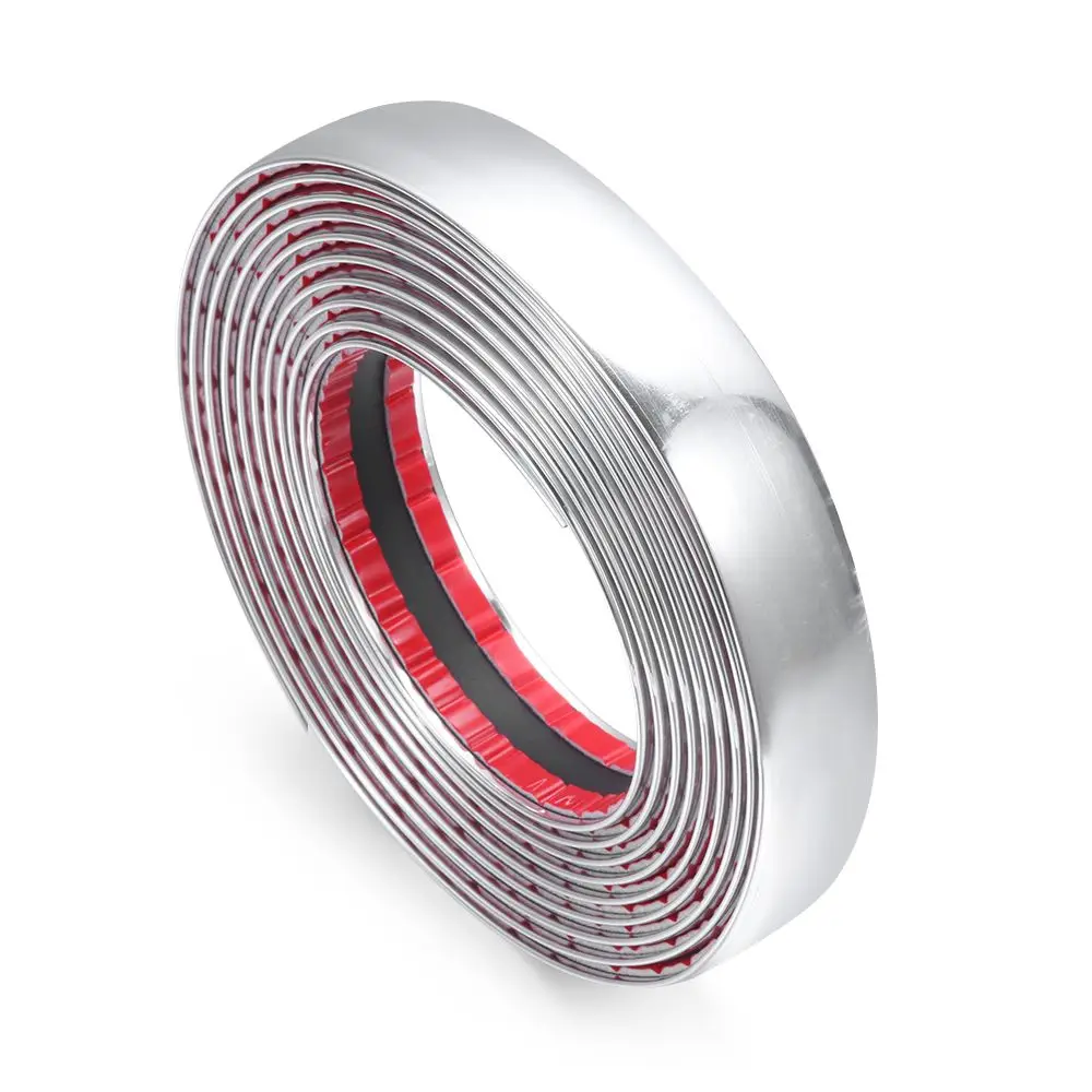 Chrome Moulding Trim Car Door Protector Stickers Strip Bumper Grill Car Anti-Collision Tape Door Edge Guard Plate Bright Sticker