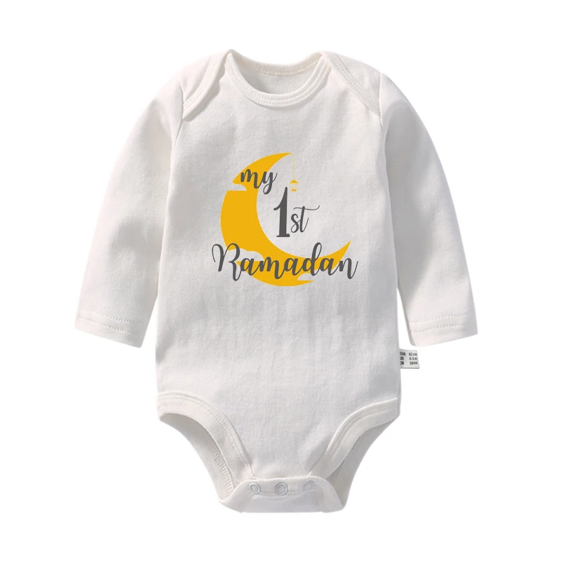 My First Eid Baby Bodysuits Cotton Long Sleeve Eid Mubarak Rompers Boys Girls 1st Ramadan Clothes Islamic Muslim Holiday Outfits 2