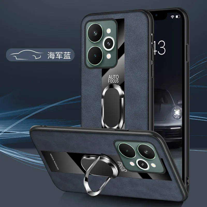 Leather Skin-Friendly Anti-Drop Stand Case in Business Style