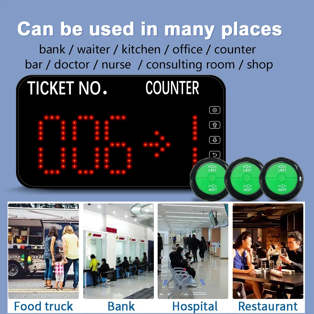 Queue Calling System with Next control button can add the number one by one Blue Ticket Dispenser with Paper Roll