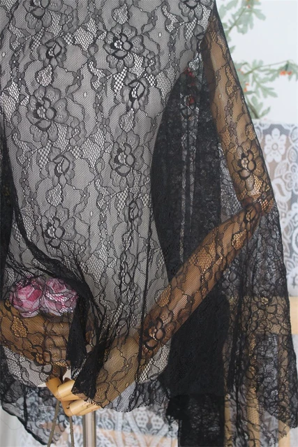 2 Yards 2 Ways Stretch lace fabric, Black Elastic Lace Fabric