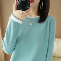 100% Cotton Knitwear Women's Round Neck Sweater Spring And Summer New Loose Color Matching Cotton And Linen Bottoming Shirt - Image 6