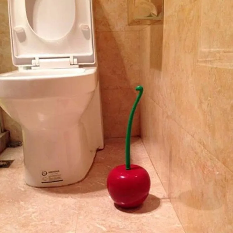 Cherry Toilet Brush & Holder Set Long Handle Bathroom Brush 1 1 Holder