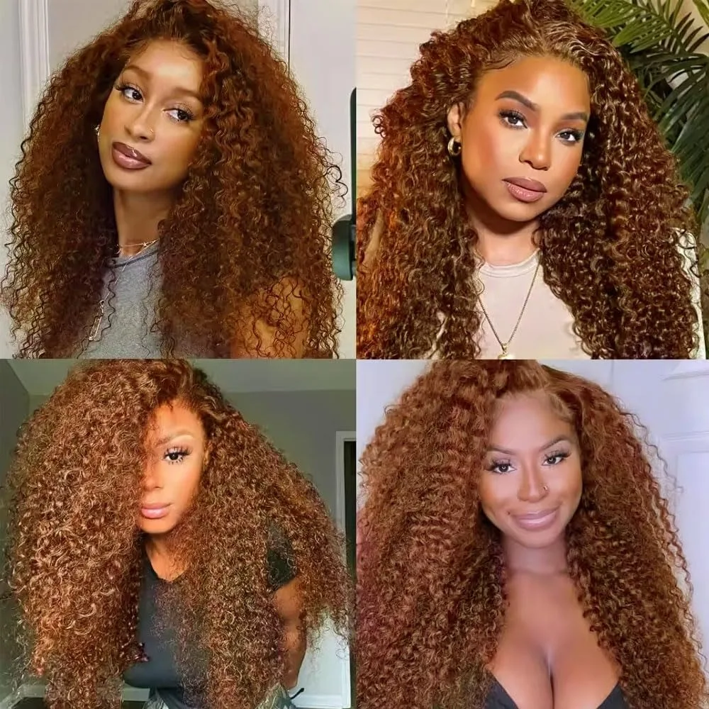 #30 Light Brown Kinky Curly Human Hair Bundles Brazilian Unprocessed Virgin Hair 100% Human Hair Extensions 10-30 Inch Bundles 6
