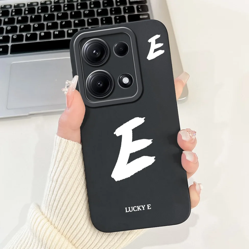 4G For Redmi Note 14 14S 14Pro Back Cover For Redmi Note 14 Pro 4G Case Simple Fashion A-Z Letters Pattern Design Silicone Funda