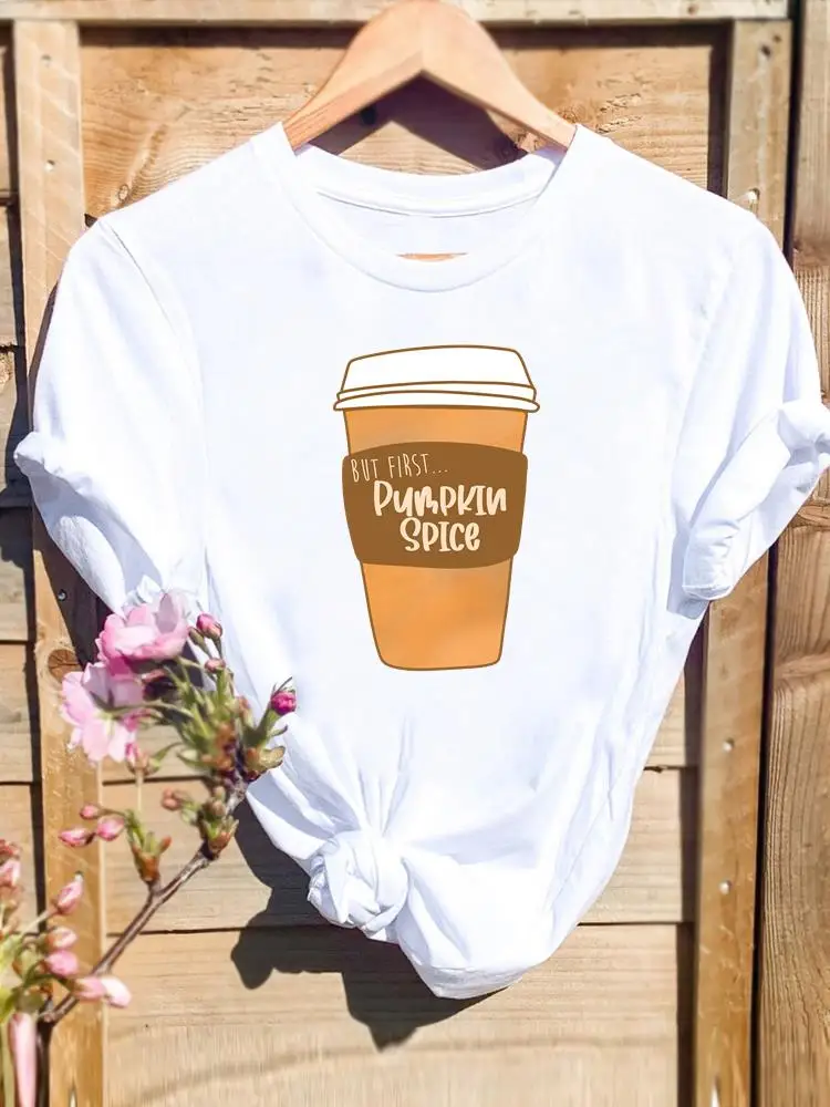 

Halloween Thanksgiving Fall Festival Women Female Pumpkin Sweet 90s Trend Fashion Clothing T-shirts Print T Top Graphic Tee
