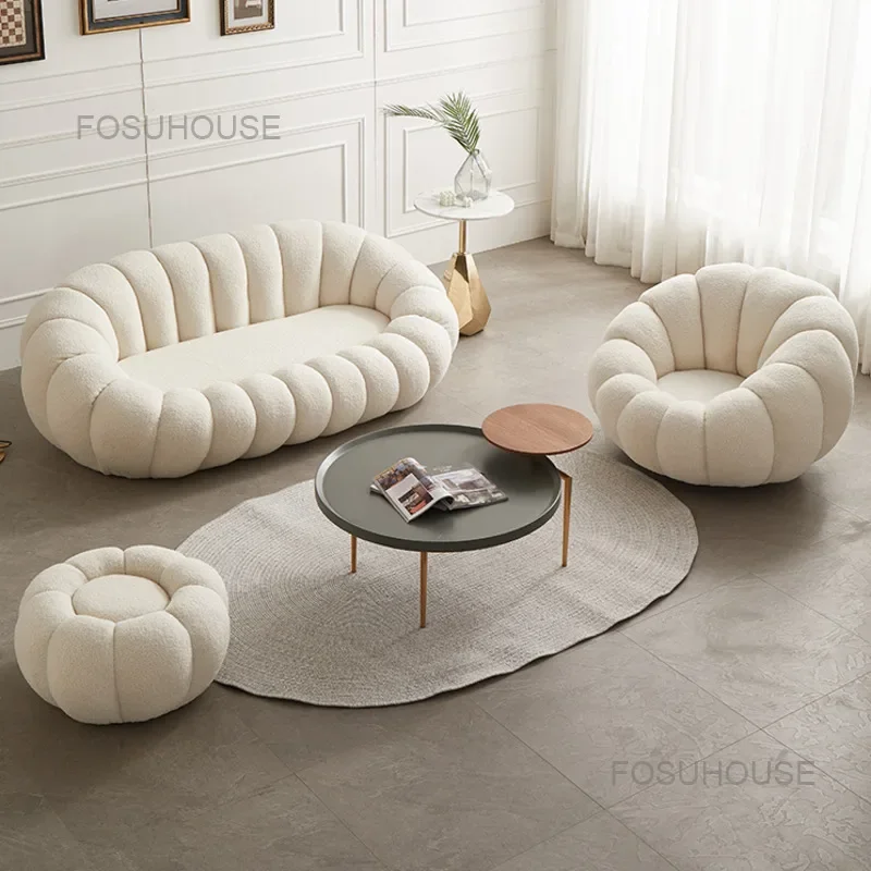

Bedroom Lazy Single Sofa Light Luxury Living Room Sofas Small Family Balcony Cashmere Pumpkin Leisure Armchair Home Furniture U