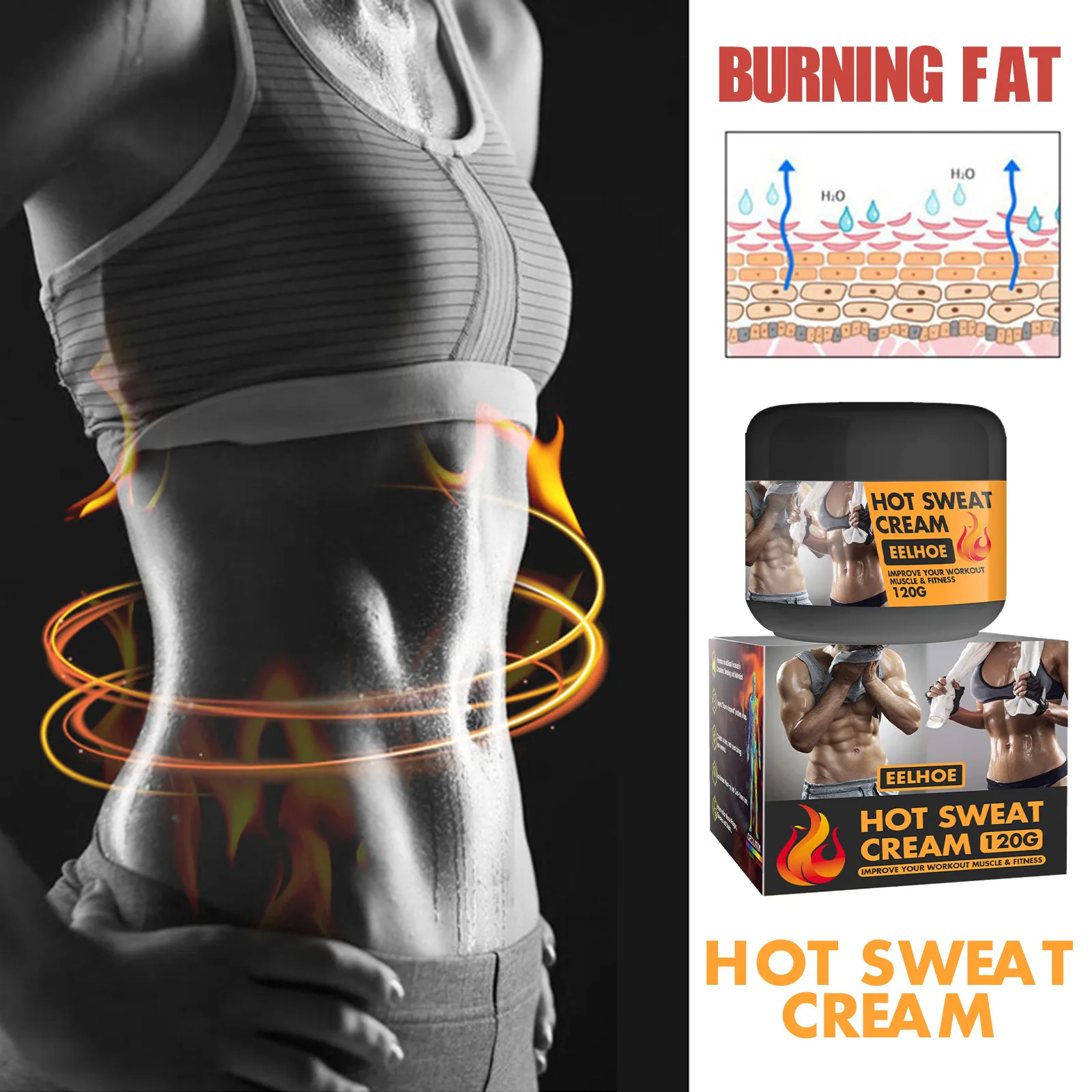 Hot Sweat Cream Burn Calories Tighten Portable Abdominal Muscles Slimming Cream Men Gift Fitness Body Building Work Out Keep Fit_voghion.com